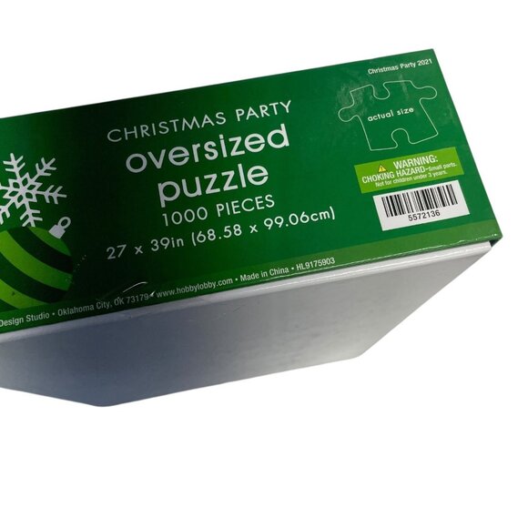 Christmas Party 1000 Piece Oversized Jigsaw Puzzle 27x39 in Barn Truck Tree - Picture 2 of 2